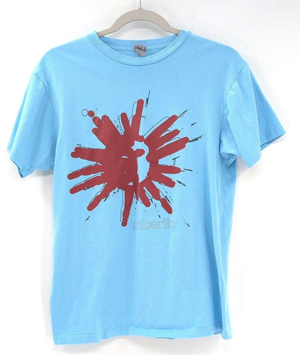 Anberlin Light Blue Red Splatter Short Sleeve Alt Rock Band T-Shirt Size Med